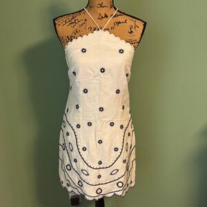 White and Black Embroidered Dress